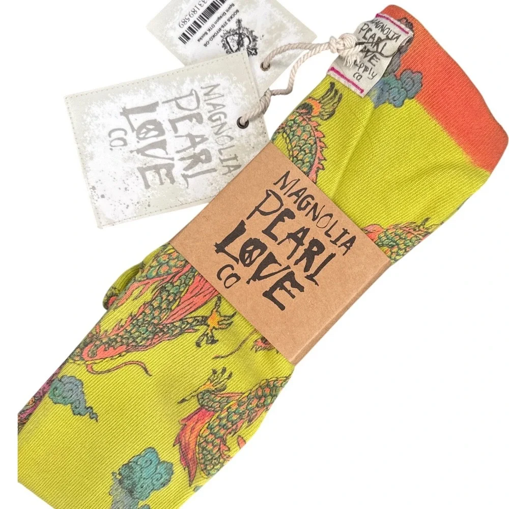 Magnolia Pearl Dragon‎ Lime Green OTK Knee High Socks One Size NWT